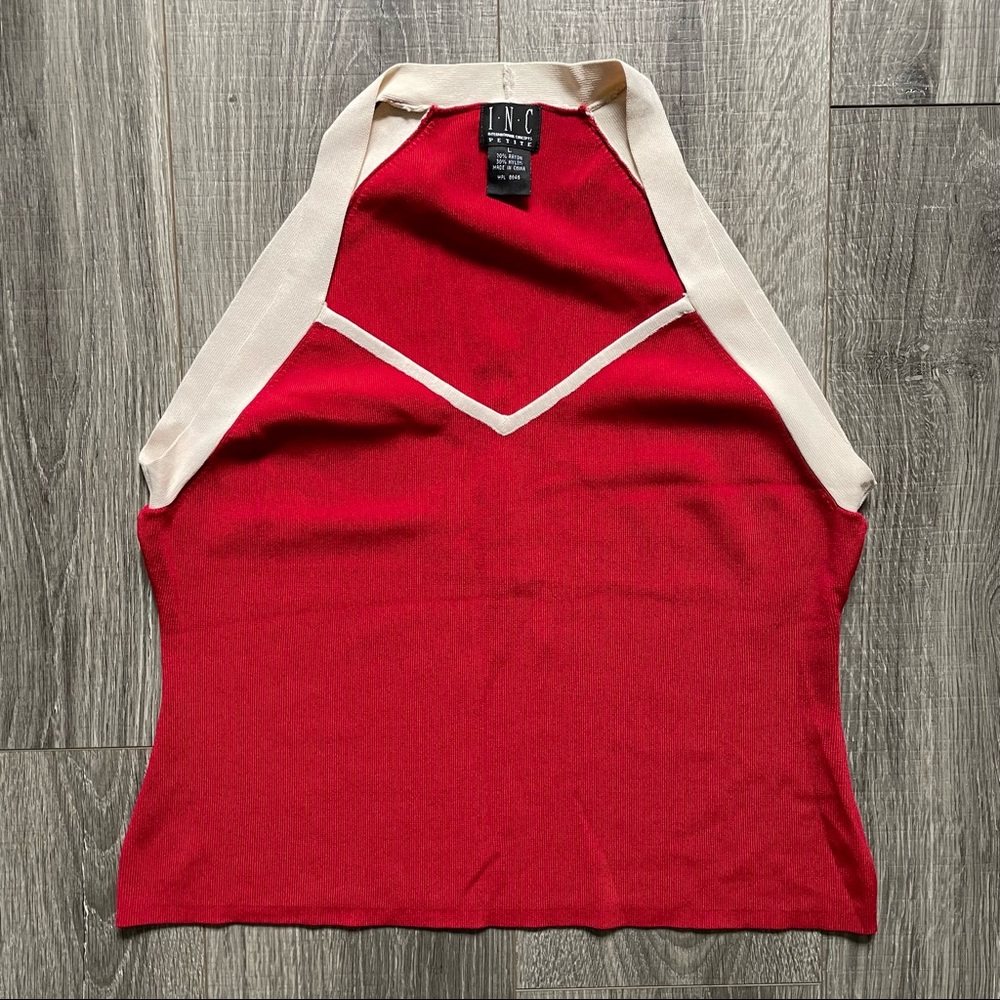 INC red / cream Halter Top